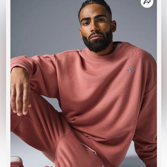 ALO YOGA Accolade Crew Neck Sweatshirt in Soft Terracotta - unisex sz medium - Picture 1 of 8